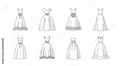 Obraz na płótnie Wedding Dress Collection: Elegant Bridal Gown Illustrations