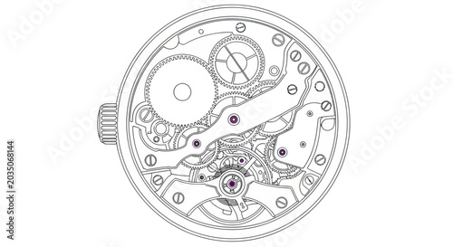 Quadro su tela Vintage pocket watch mechanism, intricate clockwork detail, precision engineerin