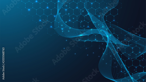 Fotografie Molecular abstract structure and genetic engineering DNA