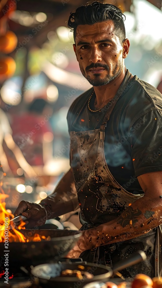 Fototapeta premium Blacksmith working in traditional forge workshop.
