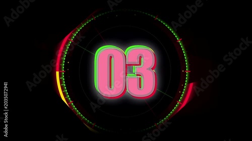 Digital biometric countdown timer with glowing neon hud interface