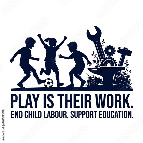 Labour day background with gears and worker chose education end  child labour on white background