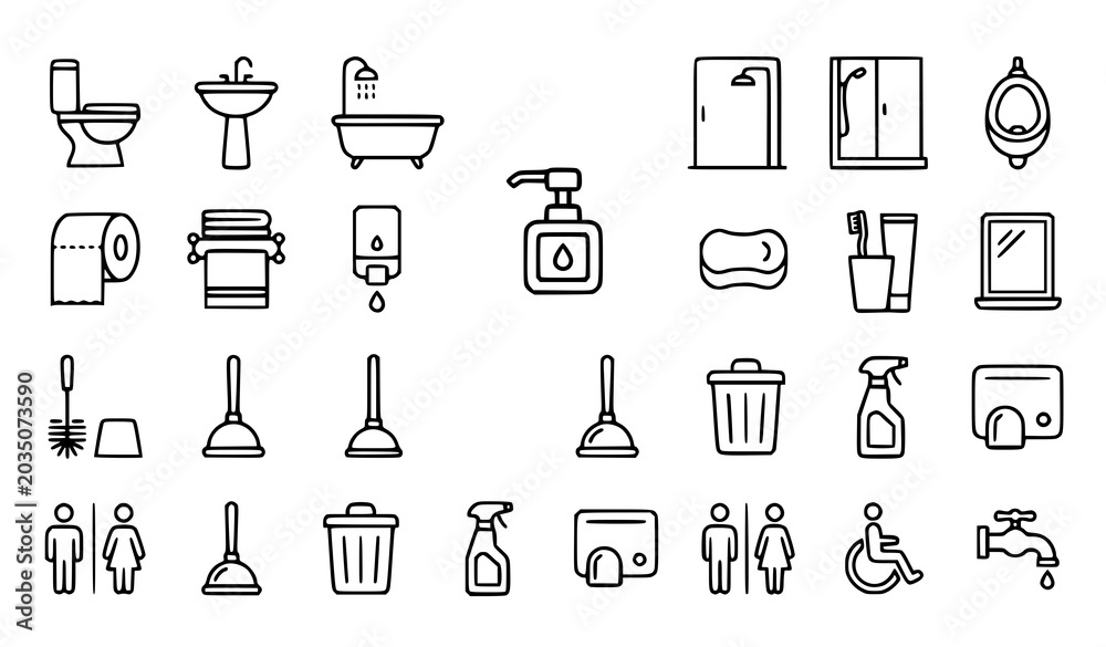 Αυτοκόλλητο Restroom bathroom symbol collection vector illustration set