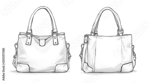 White Handbags Two Styles Front and Back View
