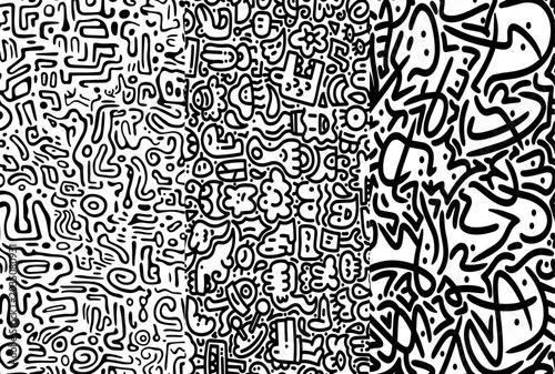 Set background graffiti doodle Art abstact