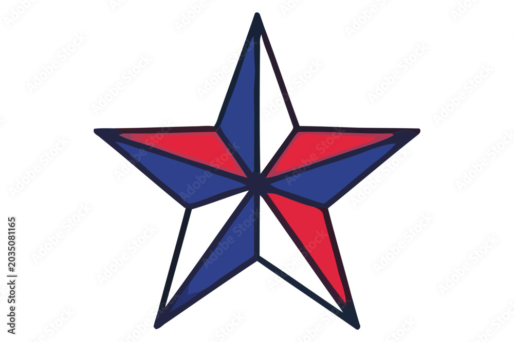 Obraz premium Vibrant red blue star graphic symbol icon isolated on white background