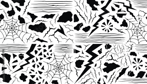 Foto Grunge seamless texture pattern featuring black cracks lightning bolts spider we