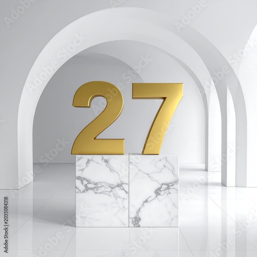 Modern minimalist clock showing time 27 minutes past.