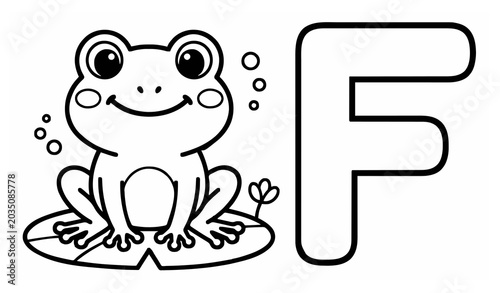 Untitled desiHappy Frog with Letter F Kids Coloring Page Vector Illustrationgn - 3