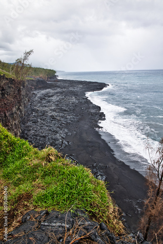 Paysage coulée de lave volcanique île de la réunion au Piton de la Fournaise