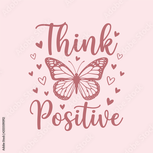 Butterfly illustration with handwritten typography and heart motifs presented in a pink color scheme insect lepidoptera wings pattern ornament drawing vector graphic