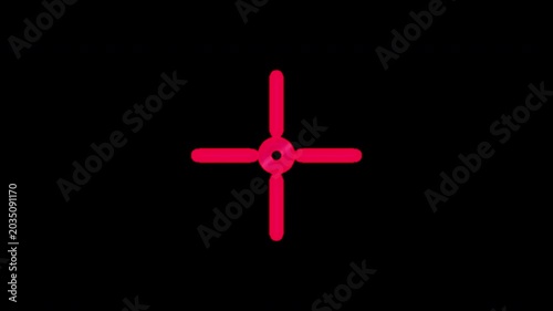 Vibrant Rose-Red 2D motion graphic: sharp digital crosshair, glowing precision, futuristic targeting graticule, isolated on alpha.