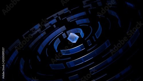 Canvas Print Abstract 3D dark blue technology circular background