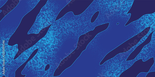 Professional corporate slide background featuring abstract dark blue fluid shapes and clean halftone elements background design
