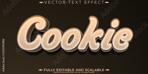 Tableau sur toile Cookie editable text effect, bakery and biscuit text style