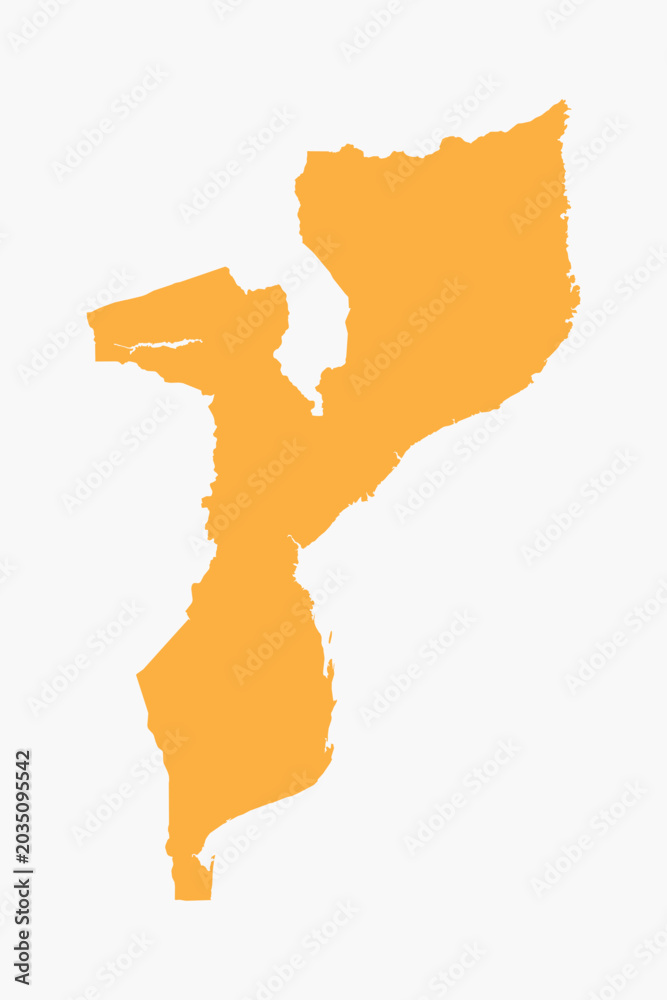 Obraz premium Vector graphic artwork suitable for print and web containing flat detailed map of MOZAMBIQUE