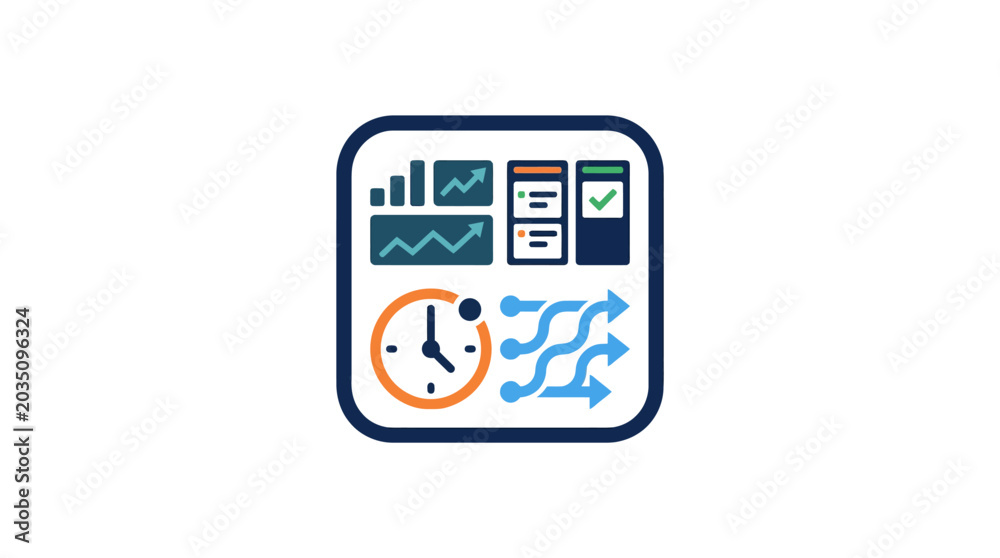 Fototapeta premium Business productivity icons on screen.