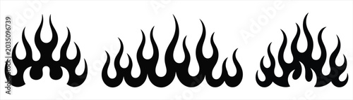 Quadro em tela Fire flame silhouettes set isolated on white background