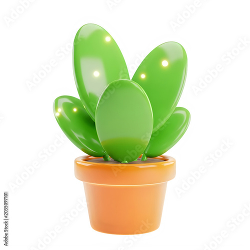 Green cactus plant in orange pot