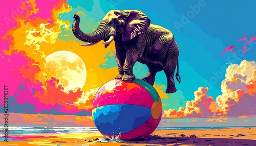 Neon Elephant Reverie. Futuristic double exposure elephant artwork glowing with cosmic neon accents and surreal energy.