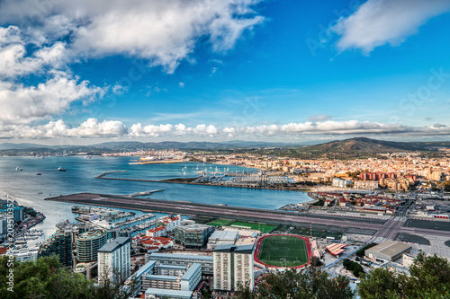 Aerial View of Gibraltar Airport Runway and Marina