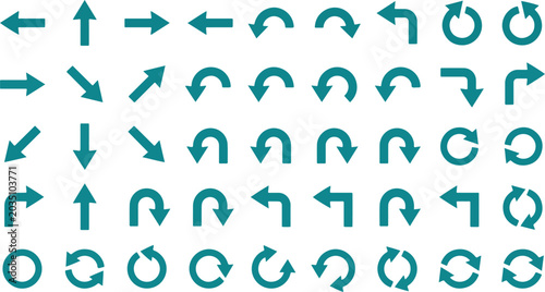 Vászonkép Teal Arrows Pointing Directions Signs.