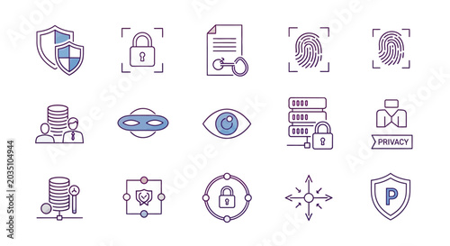 Photos Data protection icons digital security privacy and confidentiality elements
