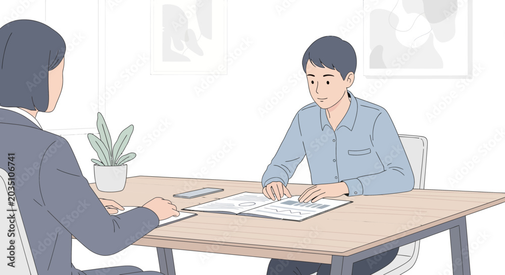 Fototapeta premium Job Interview - Candidate and Recruiter Meeting in Office