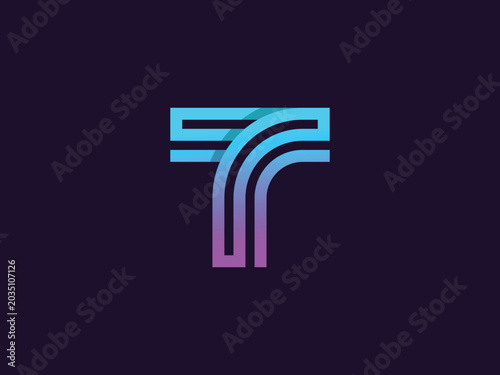 Modern Letter T Gradient Logo Design