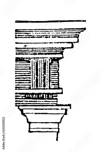 Konstfotografi Classical entablature with column, three horizontal divisions, decorative frieze, old vintage illustration, 1897