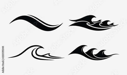 Set of black wave icons