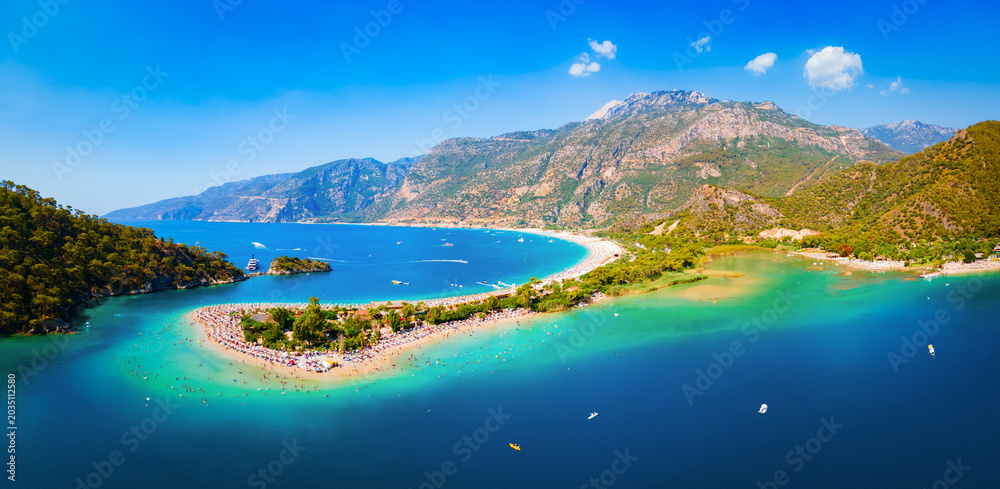Obraz premium Blue Lagoon aerial panoramic view, Oludeniz beach