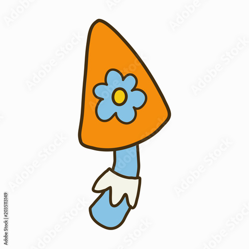 Colorful dopamine mushroom vector illustration with isolated elements. Cute playful fungi line art set. Perfect for stickers, planners, posters, packaging.