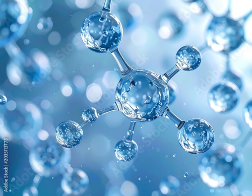 Transparent Blue Molecule Structure Floating in Abstract Scientific Background