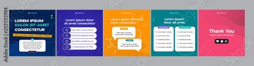 Modern vibrant carousel post template for social media