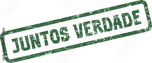 Foto Green grunge rubber stamp JUNTOS VERDADE for honesty and genuine authentic relat