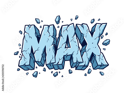 Fractured block lettering with crystalline shards a vector illustration on a white background typography text font characters cubes crystals fragments splintered cracked