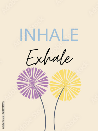 Floral ornament with text a vector illustration featuring purple and yellow dandelion like blooms on a pale background bloom flower design graphic