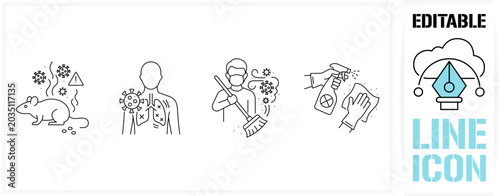 Schilderij op canvas Editable line icon set in a black simple and clean vector outline stroke represe