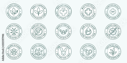 Photos Nine Circular Eco Certification Badges Vector Illustration