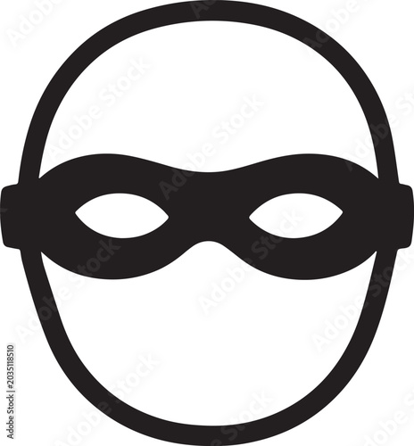Foto A black and white illustration of a masked person's face, symbolizing anonymity, crime, or intrigue