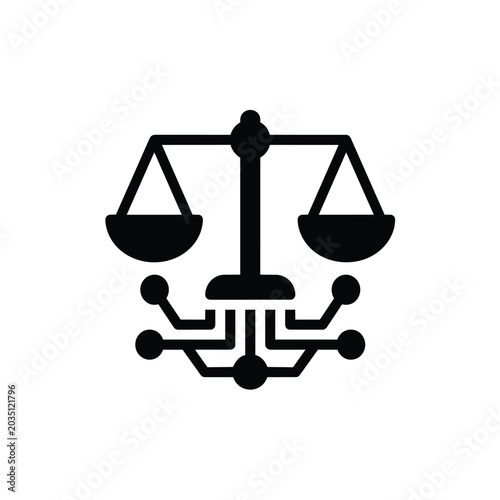 Digital justice scales symbolizing law and technology integration icon