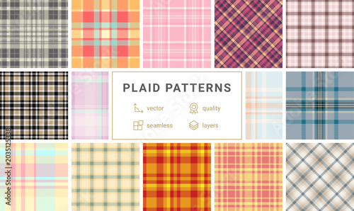 Fotografia Seasonal plaid pattern pack developed for branding refresh