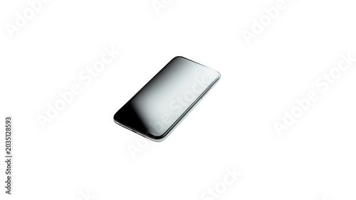 Sleek modern smartphone device displaying blank screen for interface design mockup projects presented on transparent background