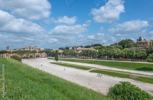 View of Circus Maximus and the Roman Forum in Rome.