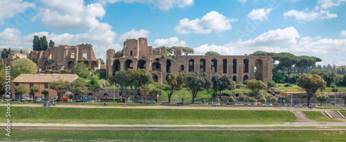 View of Circus Maximus and the Roman Forum in Rome.