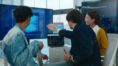 Diverse creative team of programmer or Software engineer collaborating develop Ai agentic project.Concept of transformation,Coding team,ai agentic workflows,develop Ai Assistant,business brainstorming