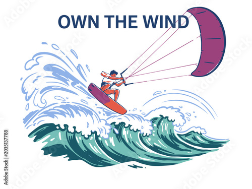 Photography Kitesurfing vector design for apparel