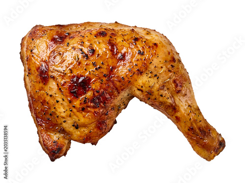 Roasted Chicken Leg Quarter Isolated on Transparent Background – Crispy Grilled Poultry