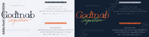Bold typeface Script or Signature and Serif font vector with font family